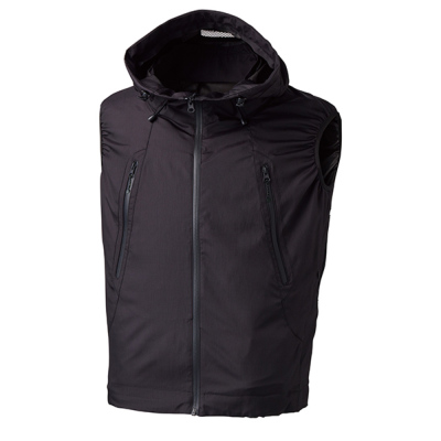 好評通販空調風神服 アタックベース ベスト 遮熱-12.5℃ 撥水 フード付 3540 色:ブラック サイズ:LL ジャンパー、ブルゾン
